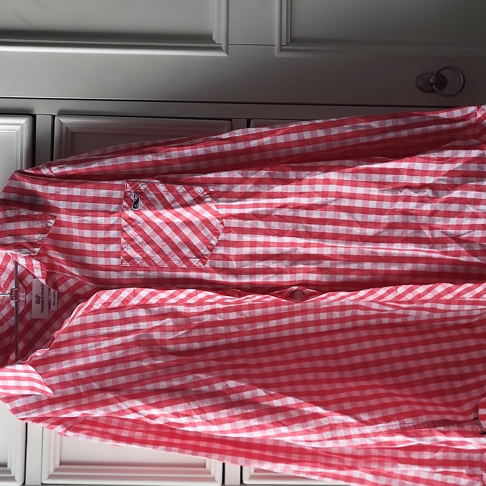 Vineyard Vines Checked Pink And White Button Down - 00